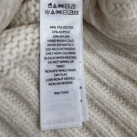 New! Sincerely Jules Off White Pull-On High Neck Soft Women’s Sweater Sz M - Picture 9 of 11